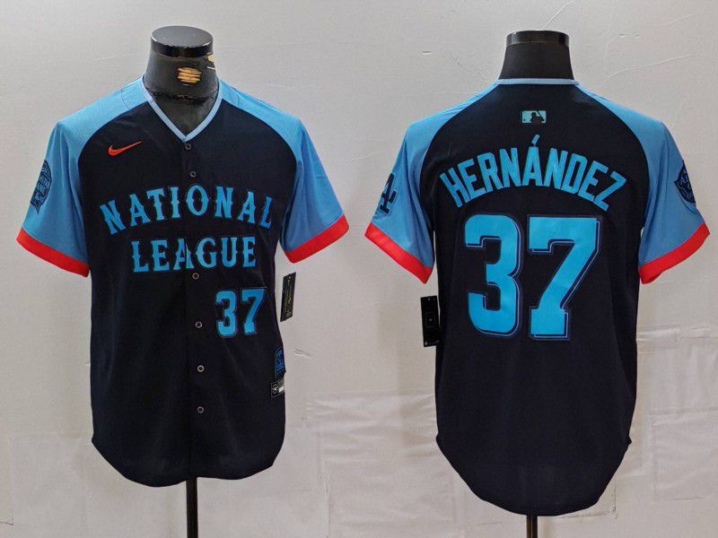Men Los Angeles Dodgers 37 Hernandez Blue All star 2024 Nike MLB Jersey style 7262